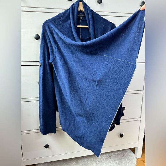 Banana Republic cashmere blend XS/S Blue Cardigan Shrug Luxury Wool Roll Sleeves - Picture 14 of 17